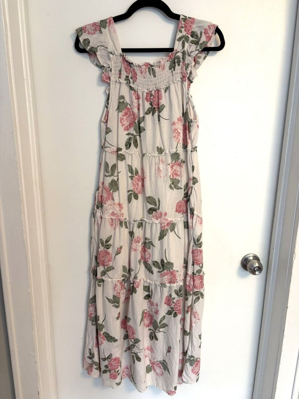 Old Navy Midi Dress XS Romantic Cottagcore Milkmaid Countryside Floral Smocked - Picture 4 of 13